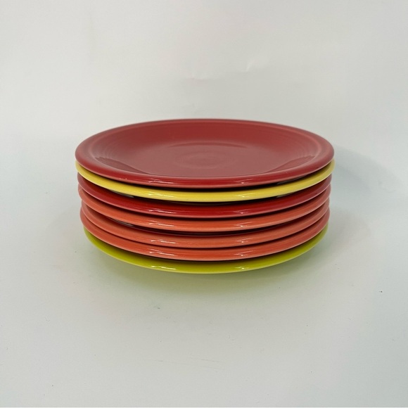Fiesta Ware 7" LOT OF 6 Salad Bread Plate Red Orange Green - Picture 1 of 7